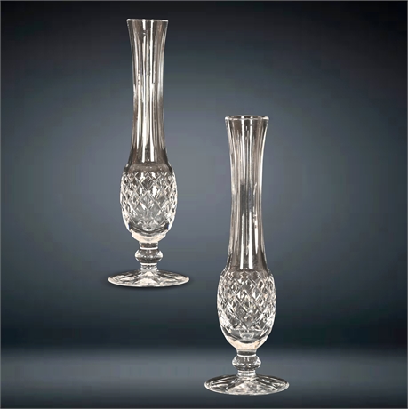 Pair 9" Waterford Lismore Bud Vases