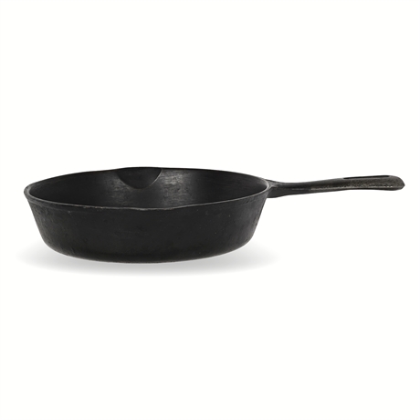 No. 8 Cast Iron Skillet — 8 Inch, Double Pour Spouts, “E” Handle Mark