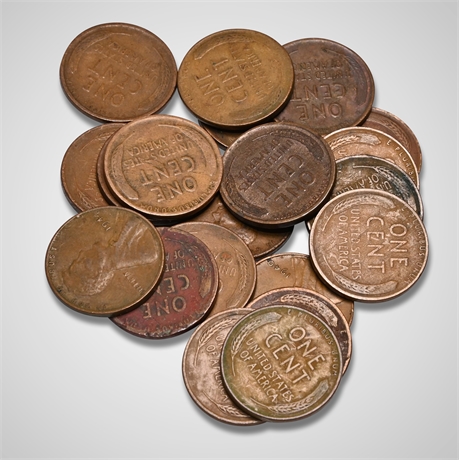 (20) 1909 - 1944 Wheat Pennies