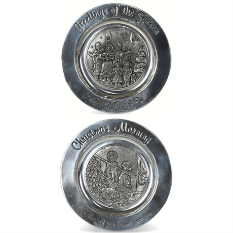 Sandcast Pewter Christmas Collectible Plates