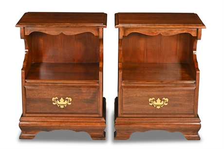 Pair American Cherry Chippendale Nightstands