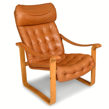 Bjarne Dahlqvist BD Furniture Finnish Lounge Chair — Tufted Leather, Bentwood Fr