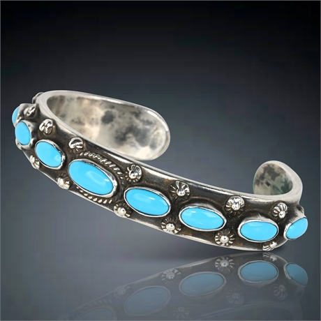 Kenny Bracken Sterling Silver & Turquoise Cuff Bracelet