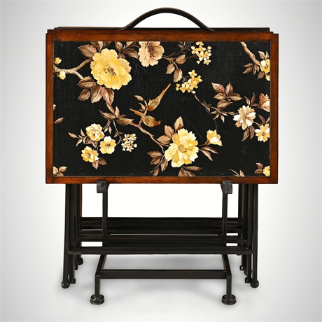 5Pc Alberta Luxe Chinoiserie Folding Tray Table Set by Cyan Design