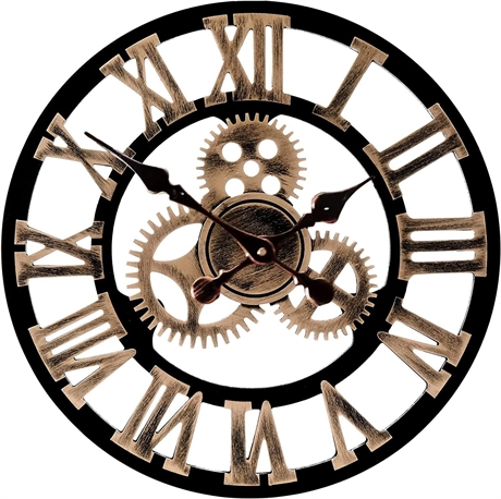 PuHai 23" Classic Vintage Wooden Wall Clock