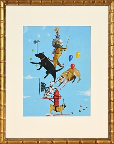 Curtis Olsen Surreal Stacked Dogs Lithograph, "Nature's Realm" Gallery