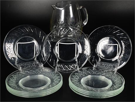 Etched Pitcher and Plates