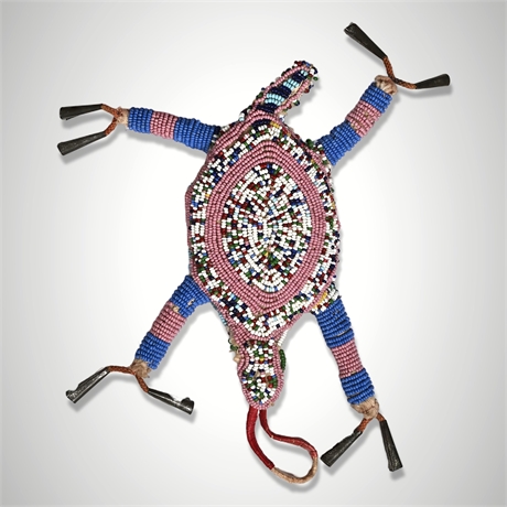 Sioux or Cheyenne Beaded Turtle Umbilical Amulet