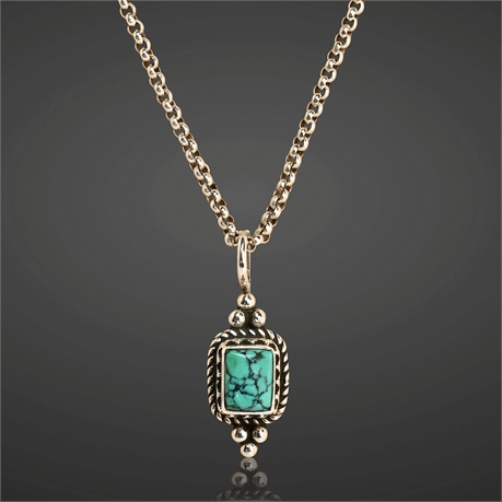 Sterling & Turquoise Pendant & Necklace Set