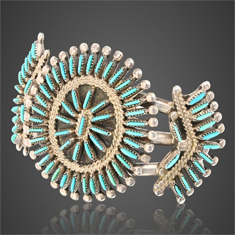 Zuni Sterling Silver & Turquoise Cluster Cuff Bracelet, J.S. Bellson