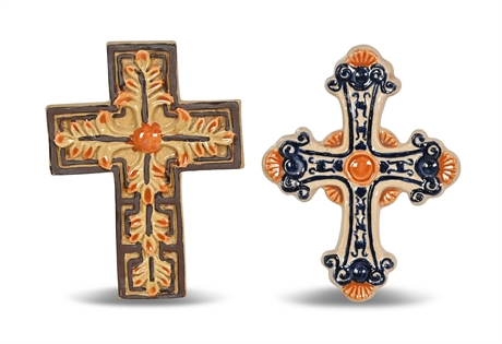 Pair Hand Painted Crosses