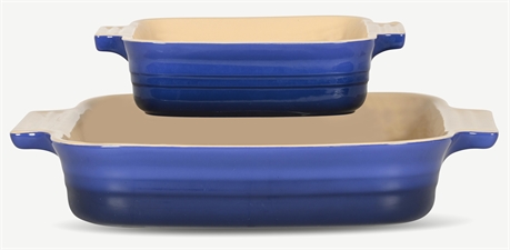 Pair of Le Creuset Square Stoneware Casserole Dishes
