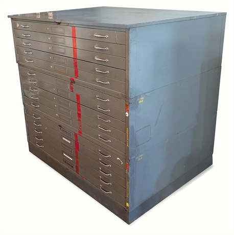 ACF 15-Drawer Steel Flat File — USAF/AEC Surplus Cold War Provenance