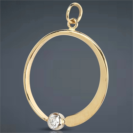14K Gold Classic Circle Diamond Pendant – Timeless Elegance