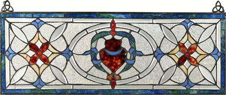 Vibrant Floral Motif Stained Glass Panel