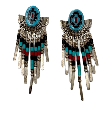 Sterling Silver Zuni Pierced Earrings
