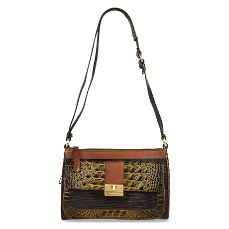Brahmin "Rosie" Tri-Texture Embossed Leather Shoulder Bag — Stout