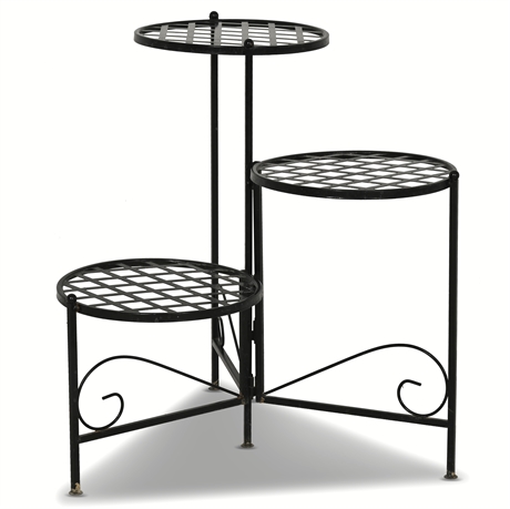 Folding Tiered Iron Plant Stand