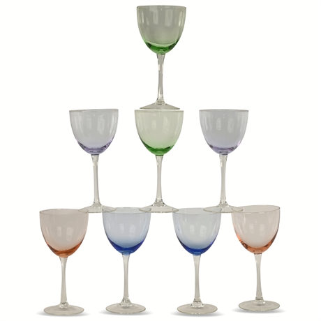 8 Multi Colored Wine Stems