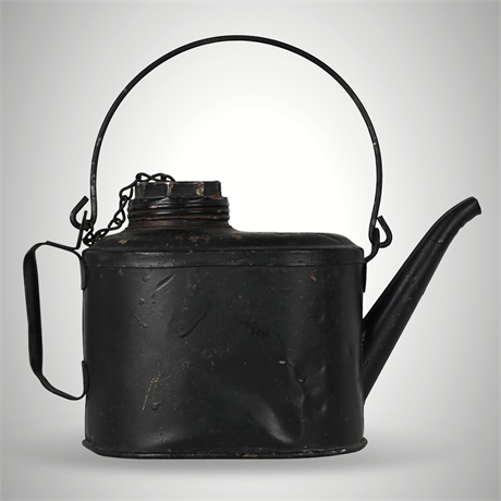AT&SF Railway Embossed Oil Can with Lid & Spout — Early 20th C. Tin