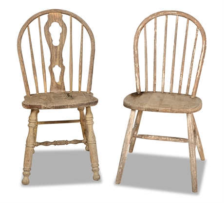 For Restoration: Pair Spindle Back Chairs