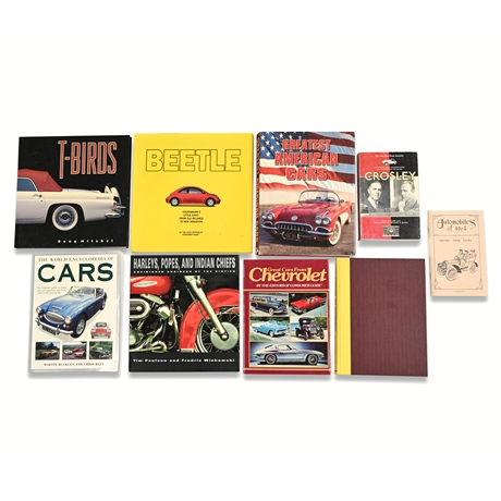 Automotive & Motorcycle Books Lot (9) – Classic Cars, Beetle, T-Birds