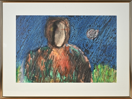 John Ethridge “The High Spring” 1989 Watercolor & Oil Pastel Painting