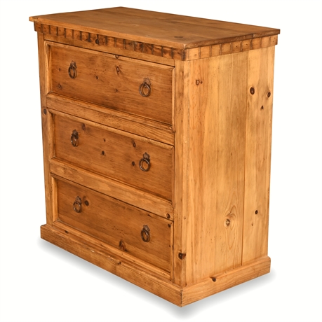 36" Rustic Solid Pine 3-Drawer Chest – Vintage Farmhouse Style