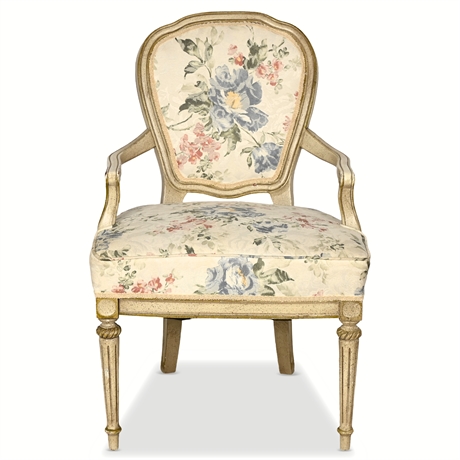 Vintage Louis XVI Style Armchair with Floral Upholstery