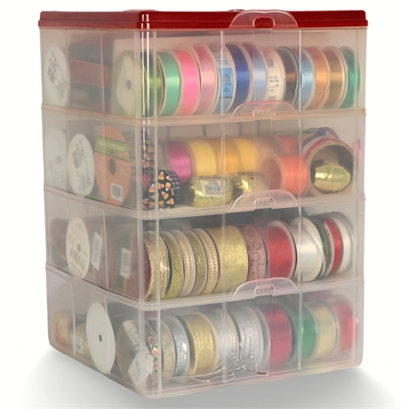 Assorted Ribbon Collection in Snapware® Snap N Stack Organizer – Over 134 Spools