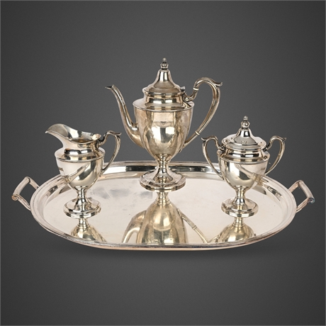 M. Fred Hirsch Sterling Tea Set, 33.57 Troy Oz, Pattern 421