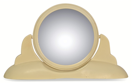 Vintage Cream Color Cons-O-Lite Art Deco Double Sided Makeup Mirror