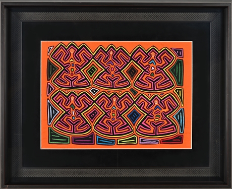 Dancer Motif Framed Guna Mola Textile