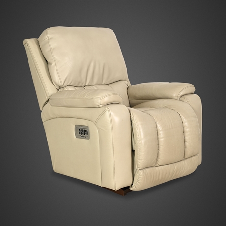 La-Z-Boy Greyson Cream Leather Power Recliner with USB & Memory Presets, 2021