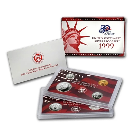 1999 U.S. Mint Silver Proof Set – Inaugural 50 State Quarters Series