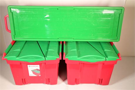 (3) Plastic Holiday Box Storage Bins