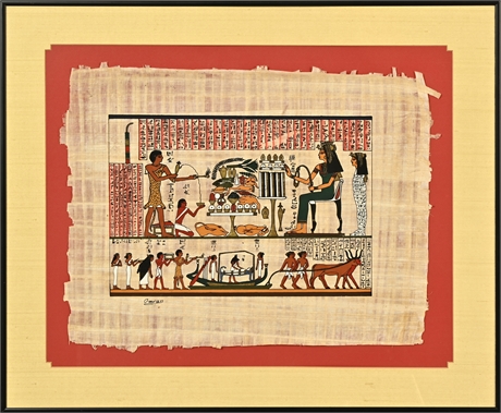 Feast and Procession Honoring Cleopatra, Painting on Papyrus
