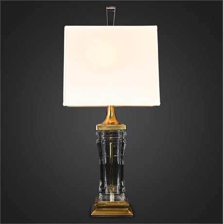 27" Crystal & Brass Table Lamp — 3-Way Switch