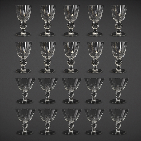 (20) Vintage Cut Crystal Goblets & Coupes – Elegant Faceted Stems