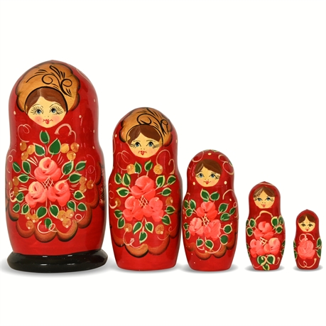 Vintage Hand Painted Matryoshka Dolls (Set of 5)