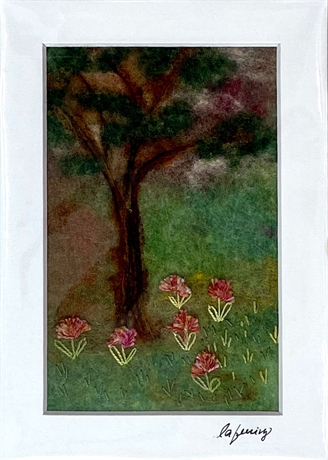 "Tree" Hand-Stitched Landscape, Limited Edition Fabric Art by Lea Ann Ferring
