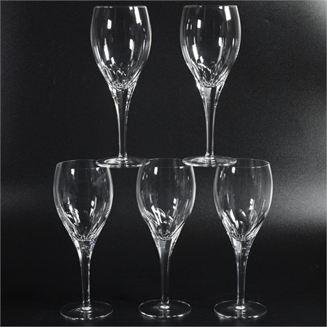 (5) Steuben Petal White Wine Glasses
