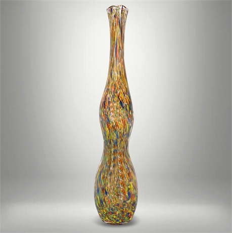 Massive Confetti Blown Glass Floor Vase — 33" Handcrafted Multicolor Art Glass