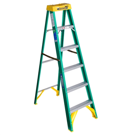 Werner 5906 6 Ft Fiberglass Step Ladder Type II 225 lb Capacity