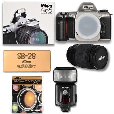 Nikon AF 28–80mm f/3.5–5.6D Lens & SB-28 Speedlight Bundle w/ Boxes