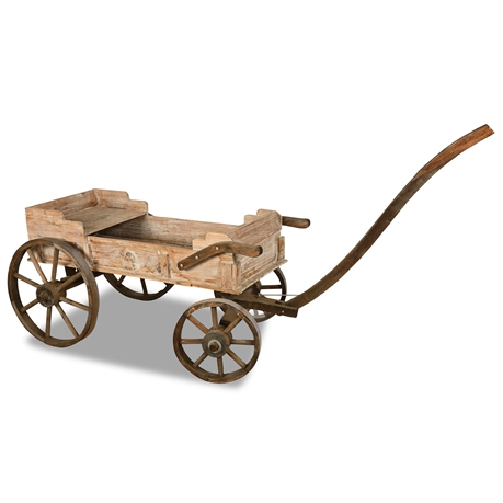 Rustic Wooden Decorative Cart - Solid Wood Construction