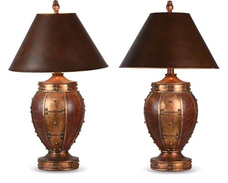 Pair 32" Bronze Style Table Lamps