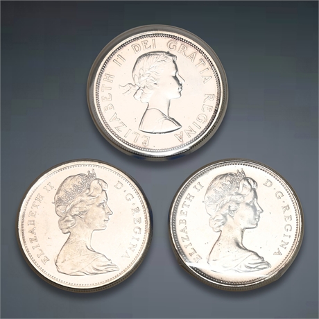 (3) 1960's Canada Silver Dollars