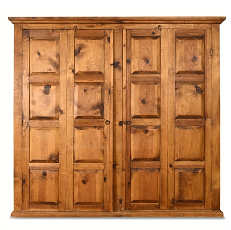 Rustic Mexican Pine Armoire Cabinet — Ideal for Upcycling or Restoration
