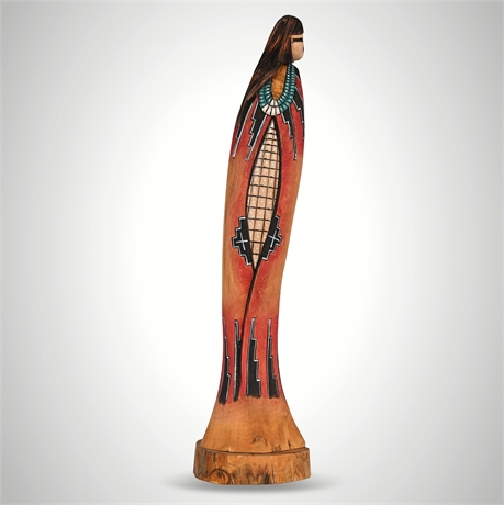 Harry Bert (Hopi, Third Mesa) "White Corn" Carved Cottonwood Root Maiden